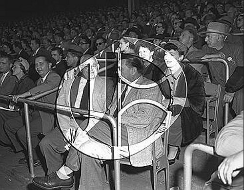 Fans in seats at Yankee Stadium at World Series 56N0271